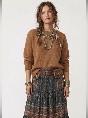 Oak+Fort Boho Chocolate Brown Mohair Sweater Oversized Drop Shoulder Goblincore